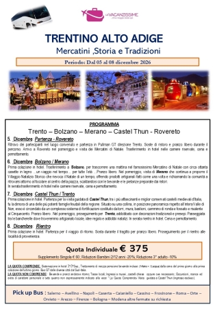 Anteprima Mercatini di Natale in Trentino 